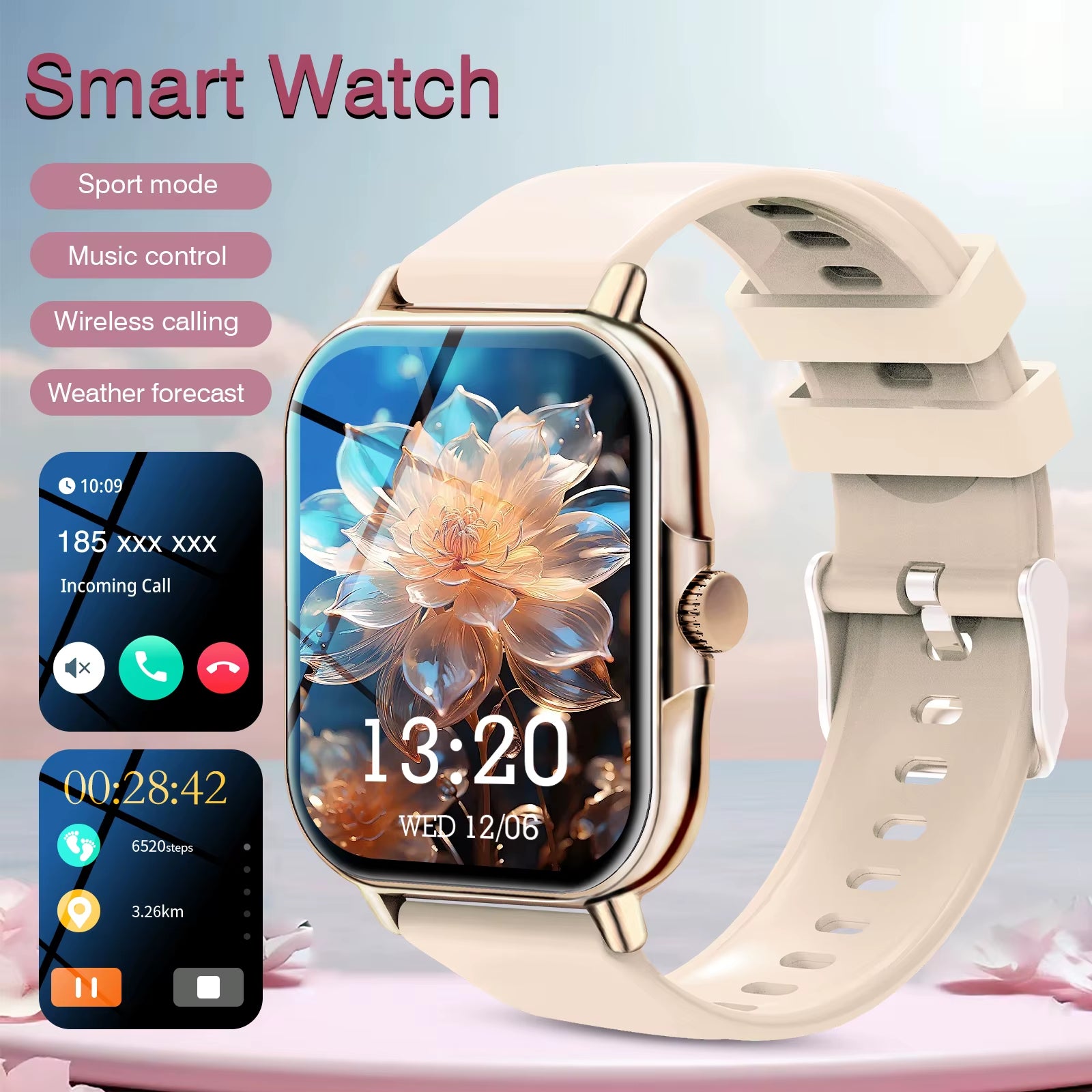 Smart Watch, for Men and Women, Wireless Calling, Fitness Tracker, 2.01 Inch Screen, Sports Smart Watch
