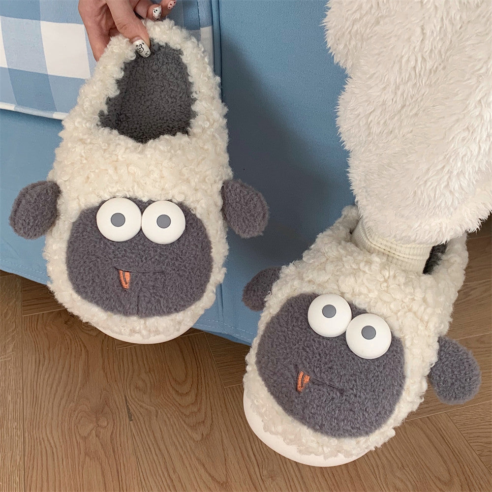 Cute Big Eyes Sheep Home Warm Cotton Slippers Winter