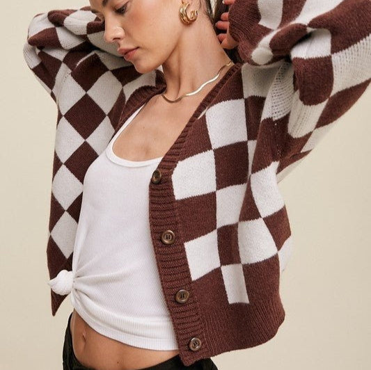 Women's Single-breasted Plaid Commuter Chanel Style Long Sleeve Sweater