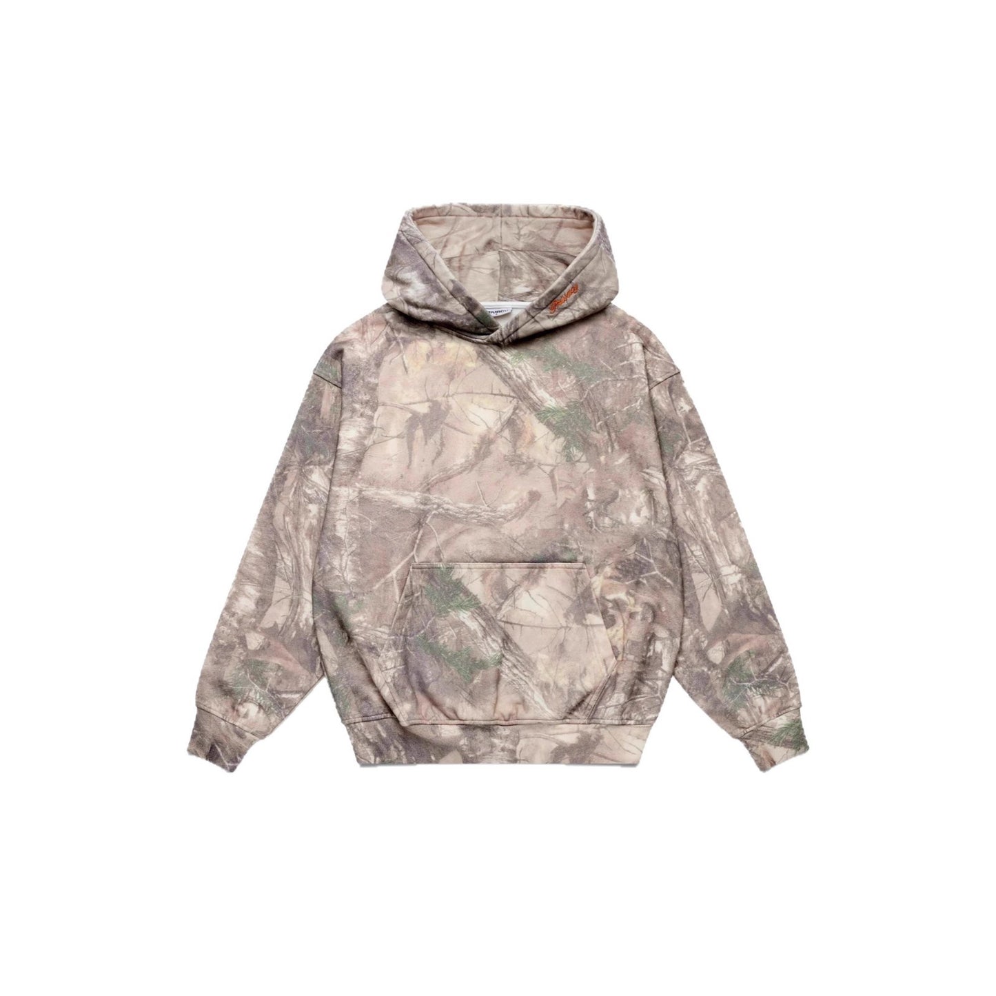 Dame moderigtig hættetrøje med camouflagemønster og ahornblad