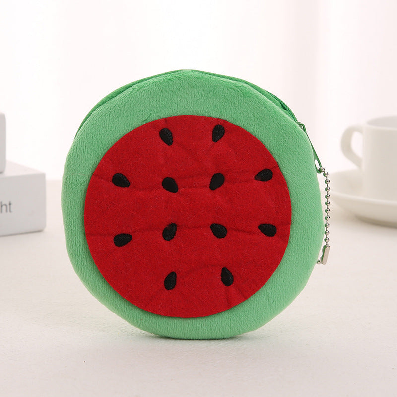 Korean Version Of The Watermelon Bag Orange Pineapple Fruit Cute Cartoon Plush Coin Purse