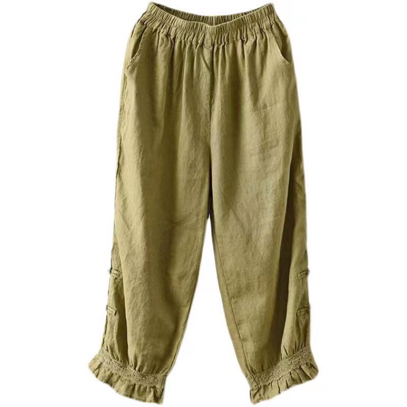 Vintage Artistic Lace-trimmed Harem Pants