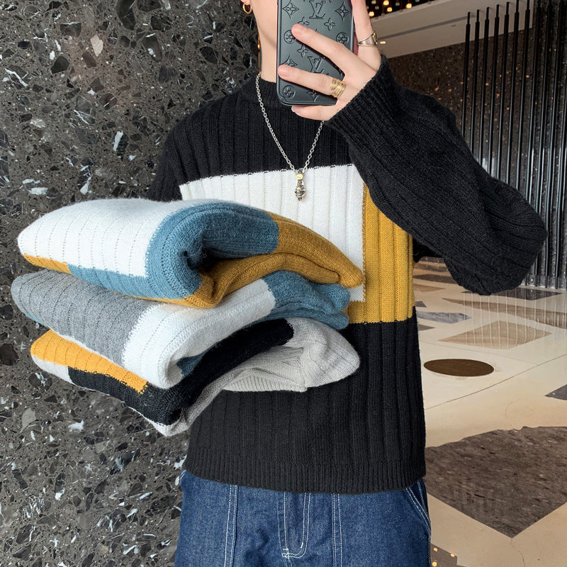 Strikket Sweater Herre Trendy Mærke Løs Varm Sweater