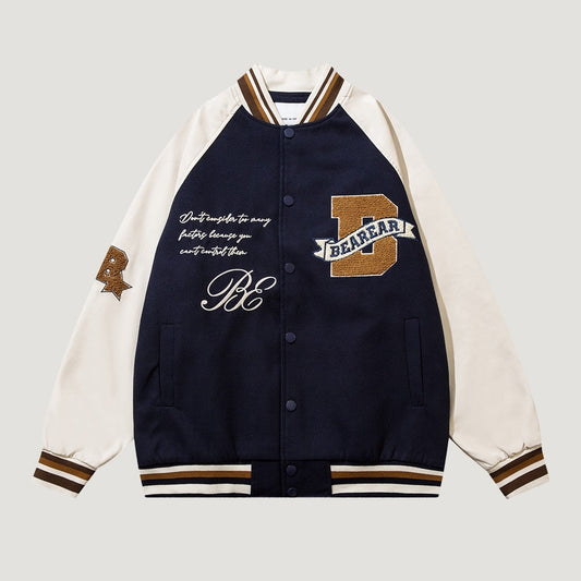 Letter Hip Hop Loose Locomotive Retro PU Baseball Uniform Women