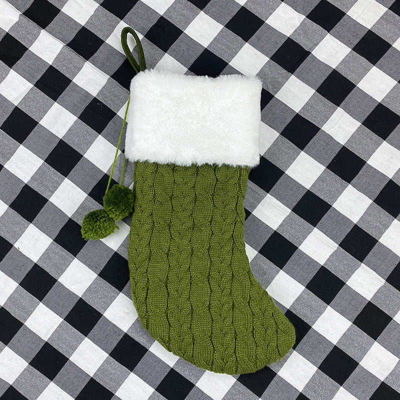 Knitted Wool Christmas Stockings Gift Bag Candy Bag