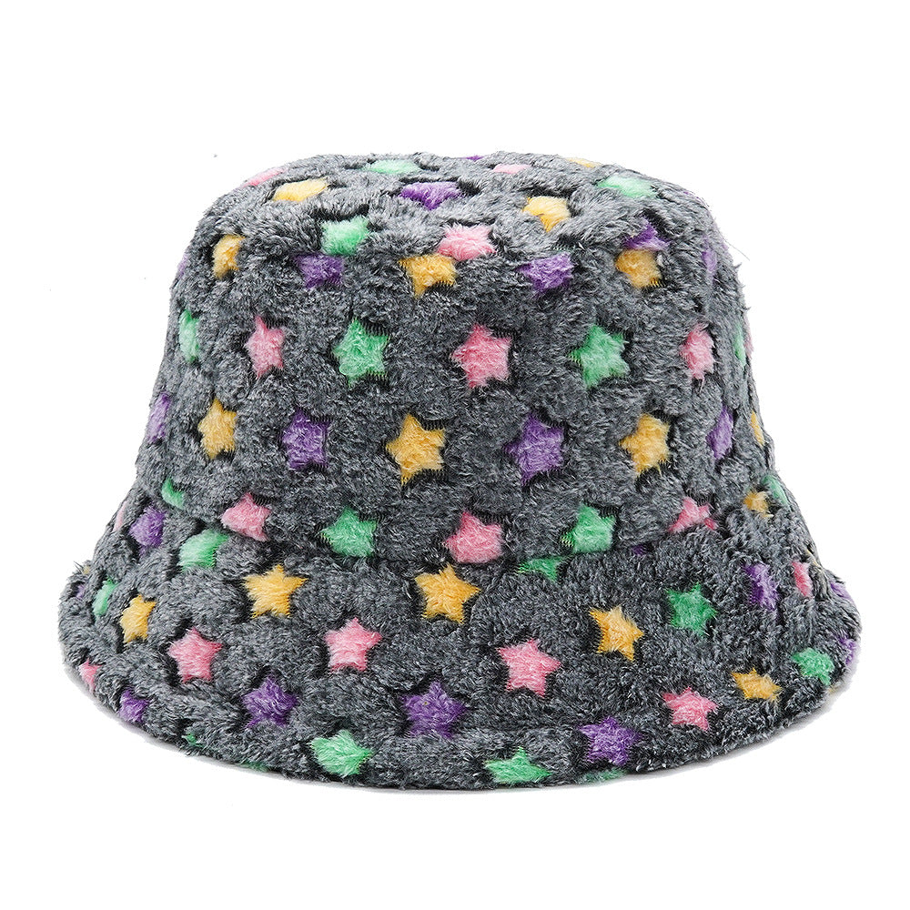 Women's Plush Cartoon Jacquard Bucket Hat