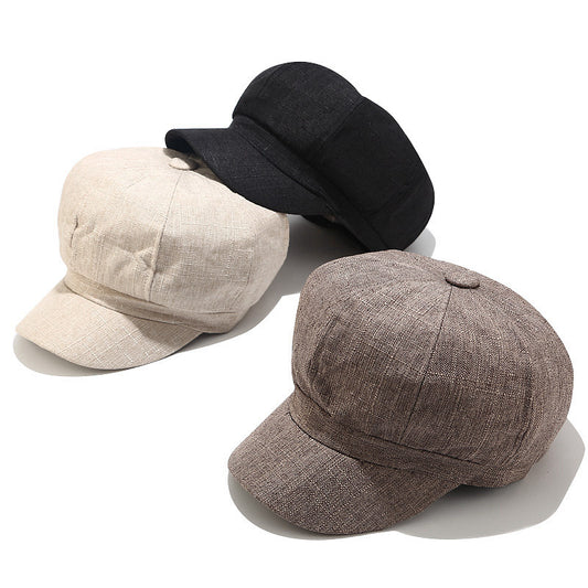 Autumn New Cotton And Linen Octagonal Hat Men And Women British Retro