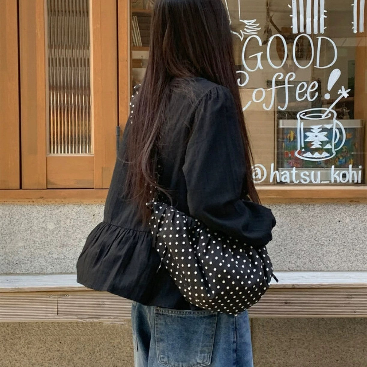 Spring New Arrival Retro Pleated Polka-Dot Crescent Saddle Bag