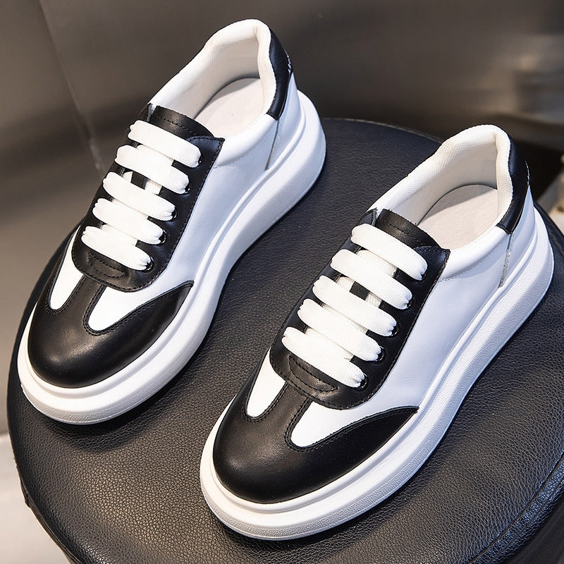 Hong Kong First Layer Leather White Shoes Sports Flat Casual
