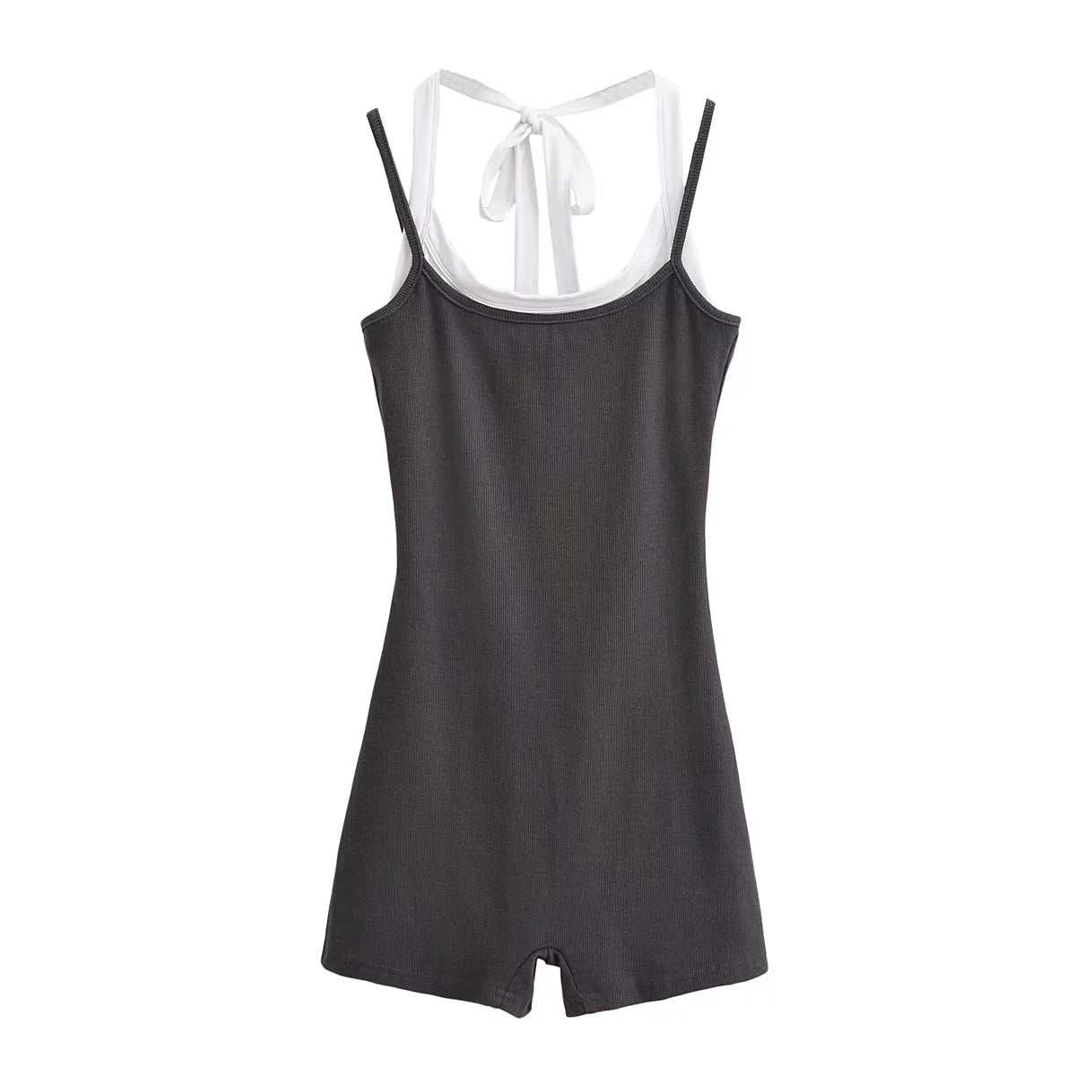 Street-style Chic Casual U-neck Color-block Bodycon Jumpsuit That Flatters Your
