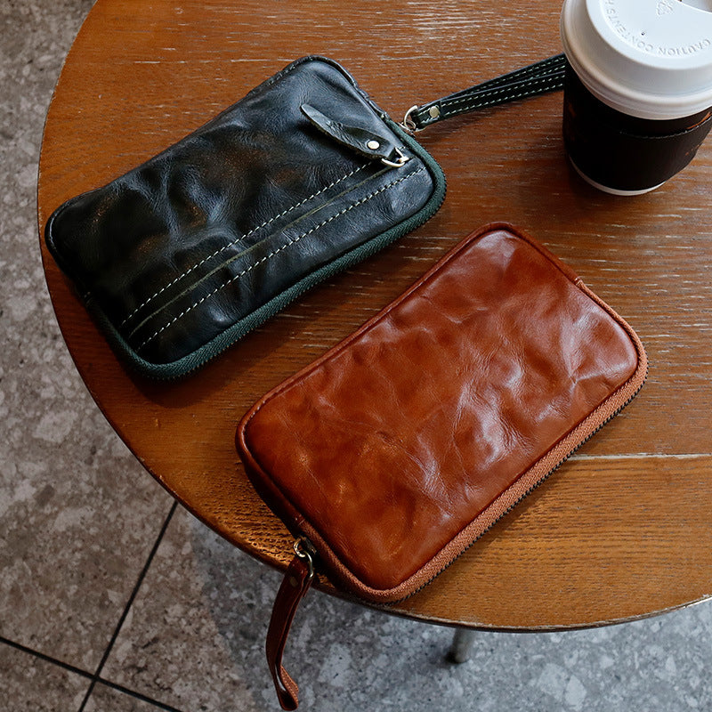 Retro Genuine Leather Womens Wallet Clutch Bag