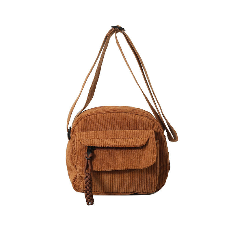 Solid Color Classy Exquisite Texture Portable Shoulder Messenger Bag