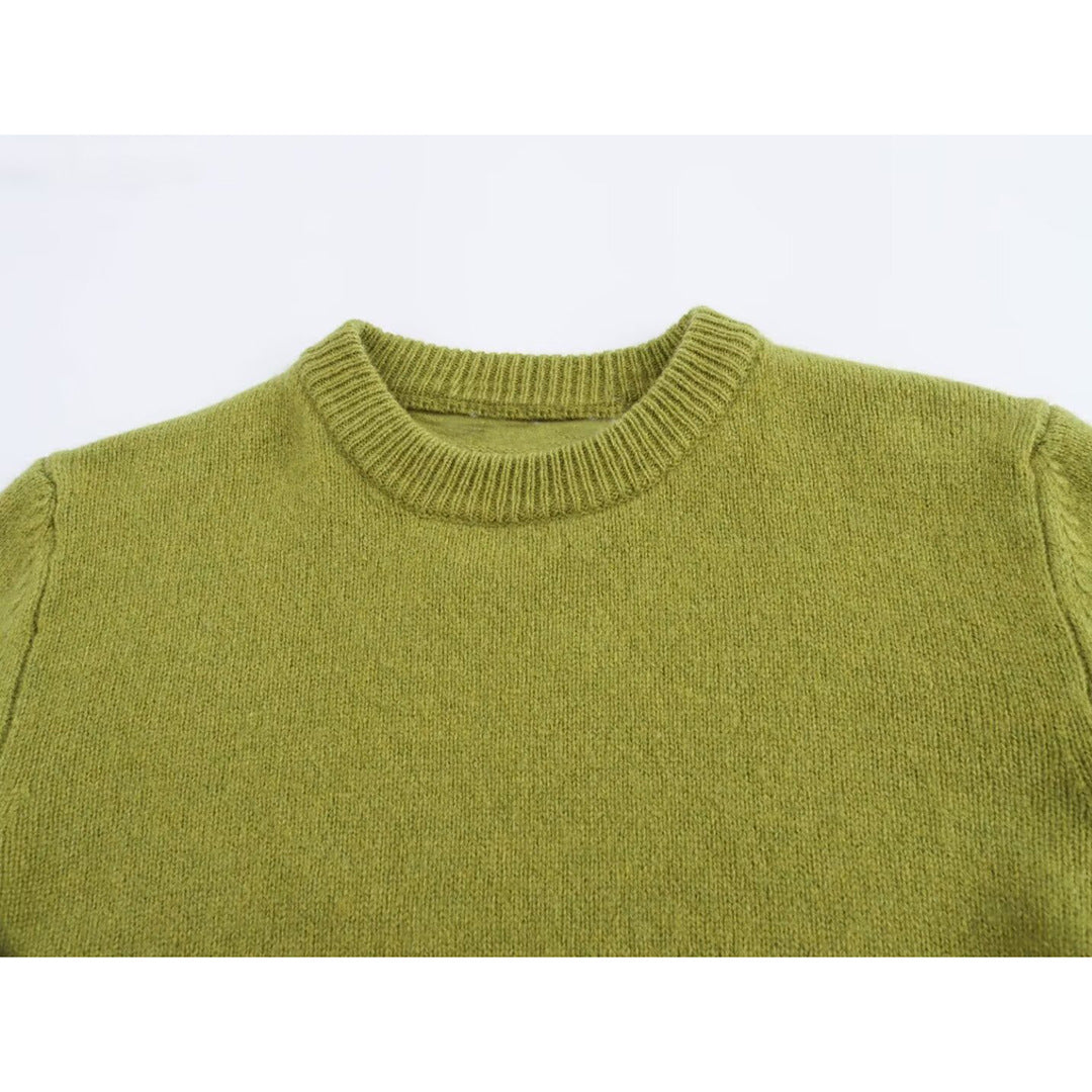 Casual Simple Round Neck Pullover Long Sleeve Sweater