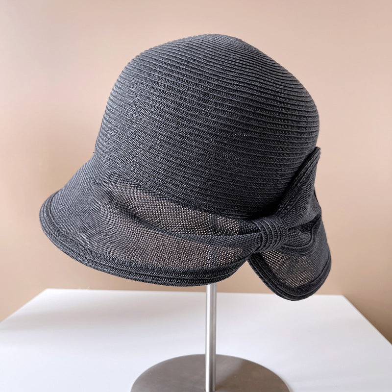 Paper Cloth Splicing Rear Opening Bow Fisherman Hat