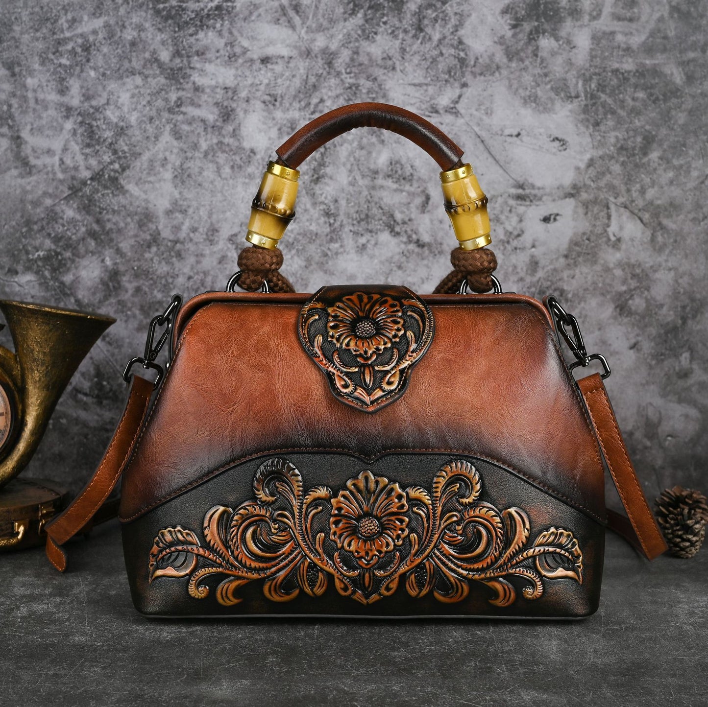 Retropræget Håndfarvet Håndtaske Crossbody Klemme-taske