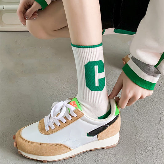 Green Socks Children's Middle Tube Socks Autumn And Winter Pure Cotton