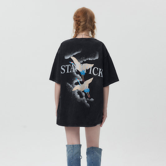 Street Tide Brand Wash Short Sleeve