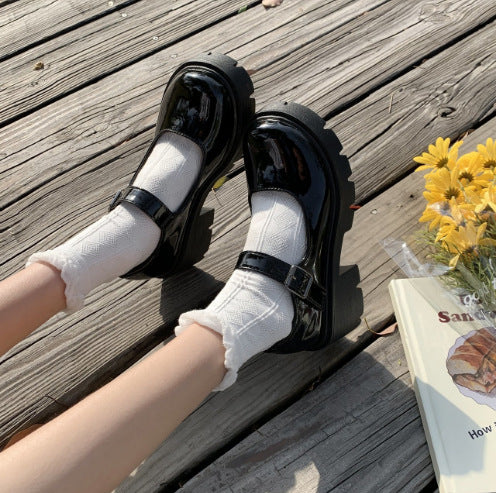 Women's Buckle British Style Leather Shoes