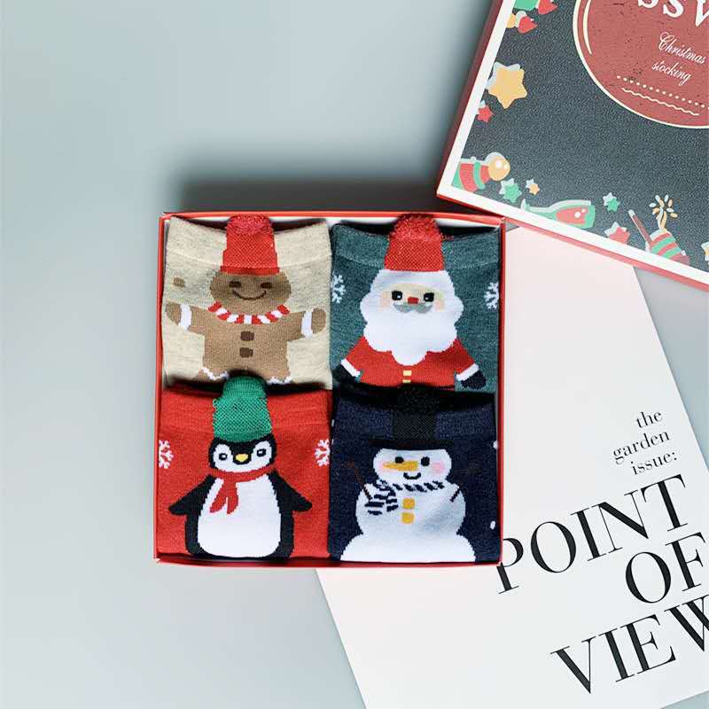 Women's Cute Fashion Mid-calf Christmas Stockings Gift Box