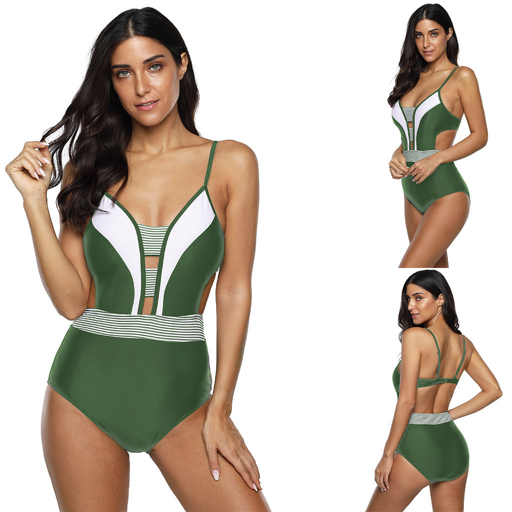 European And American Plus Size One-piece Swimsuit Multi-color