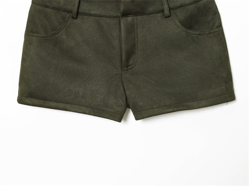 Solid Color Loose Casual Coat Shorts Suit Women