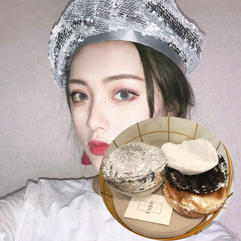 Korean Version Retro Women's Fashion Personality Sequin Beret