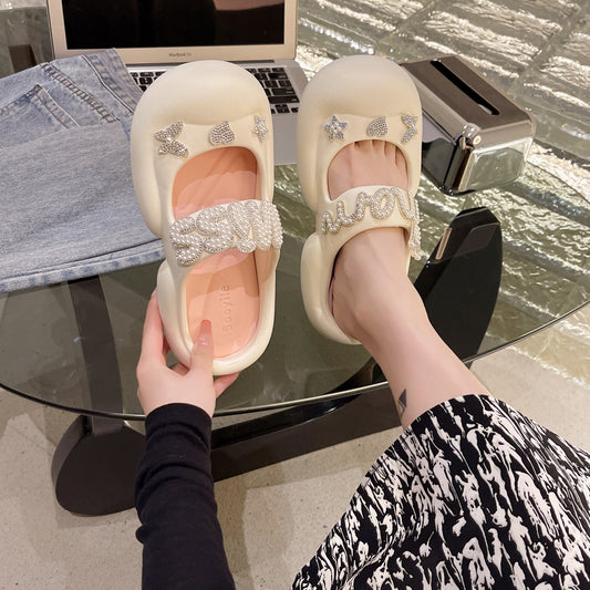 Candy-colored Slippers Thick-soled Muffin Outdoor Wear Mary Jane Breathable Student