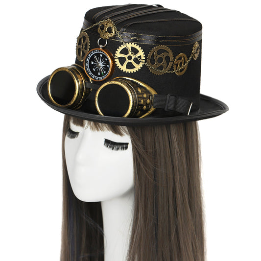 Steampunkbriller Kompas Pirat Vind Denim-hat