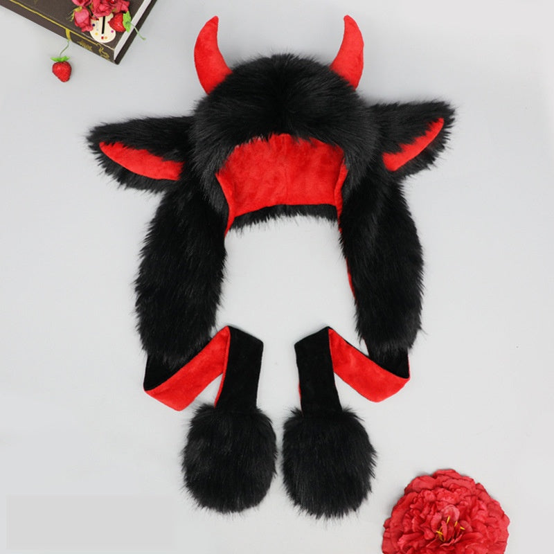 Cute Yak Wool Plush Outdoor Earflap Hat