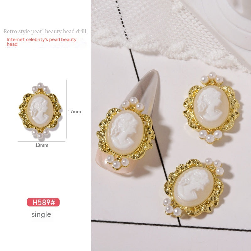 Baroque Retro Beauty Head Nail Accessories