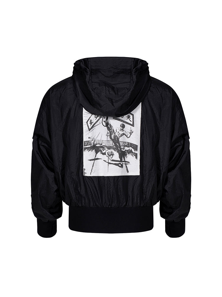 Men's Back Kick Plaque Patch Hooded Sun-proof Top