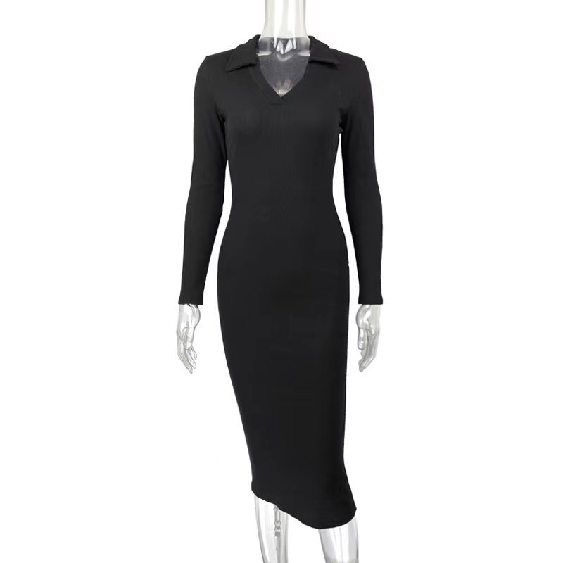 French-style Sexy Deep V-Neck Lapel Slimming Dress