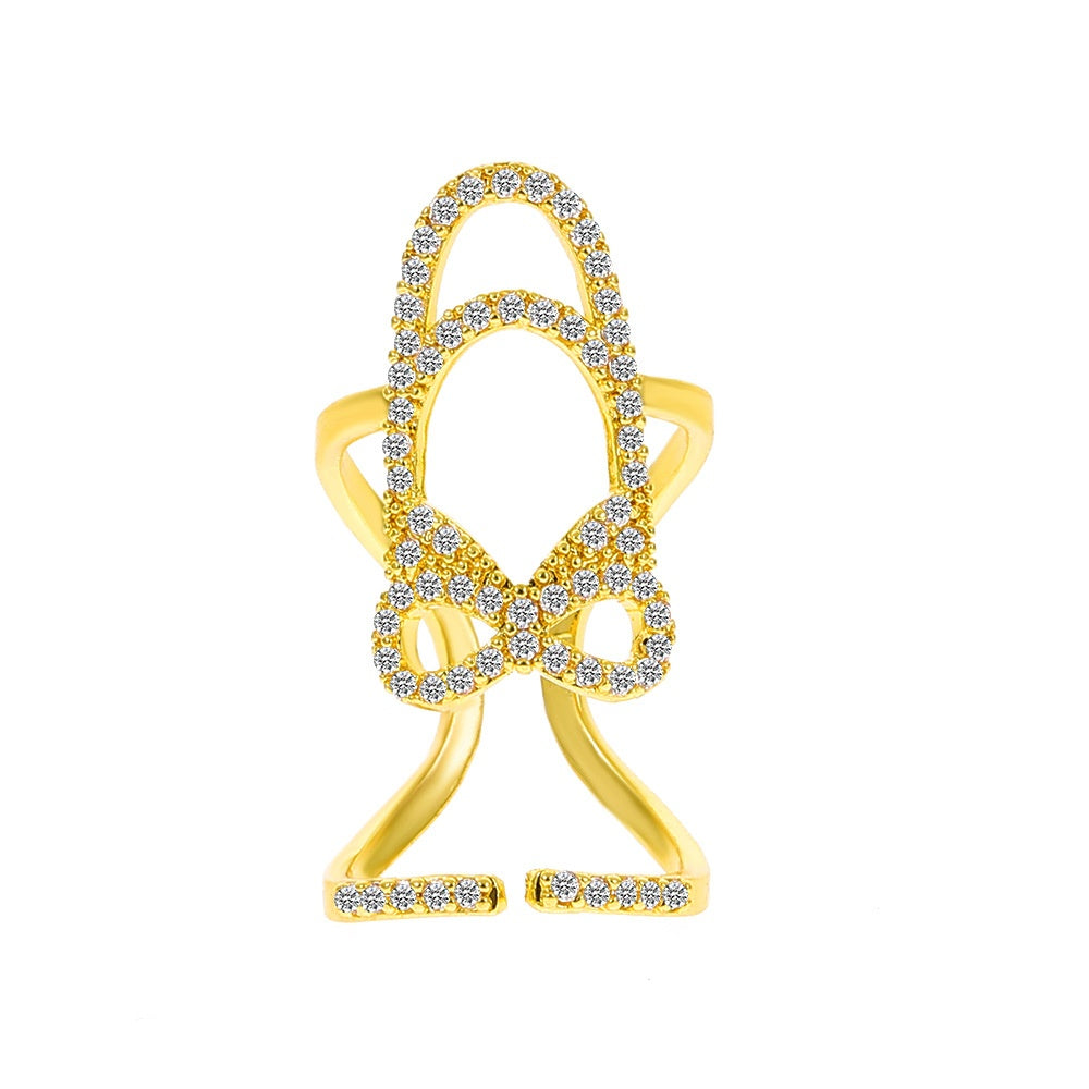 Cross-border New Arrival Micro Inlaid Zircon Graceful Personality Wear Removable Fake Nail Tip Ring