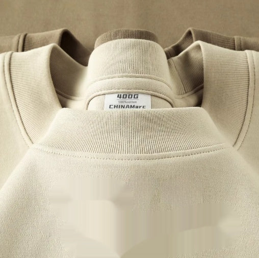 Heavy Long-staple Cotton Pure White Cotton Short-sleeved T-shirt Round Neck