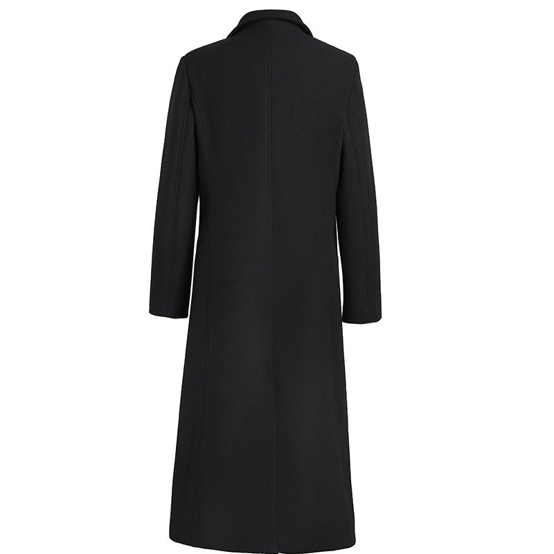 New Men's Woolen Fashion Loose Solid Color Long Trench Coat