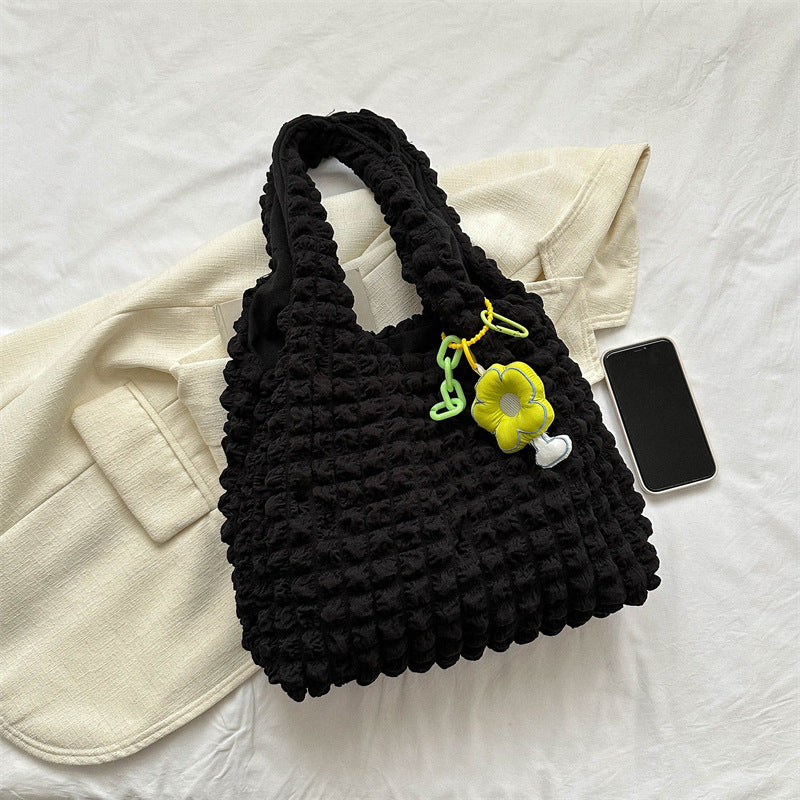Pleated Bubble Bag Female Flower Sweet