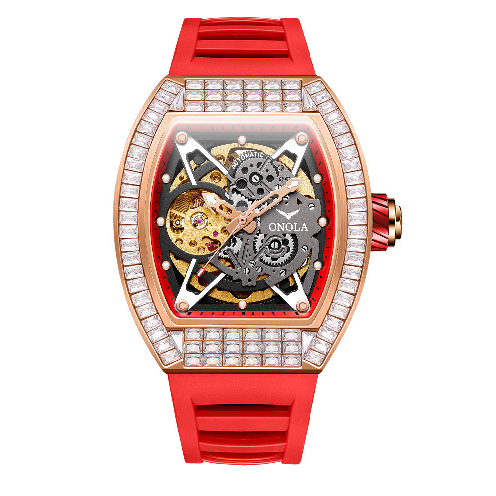 Hollow Automatic Mechanical Watch Men's Silicone Band Waterproof