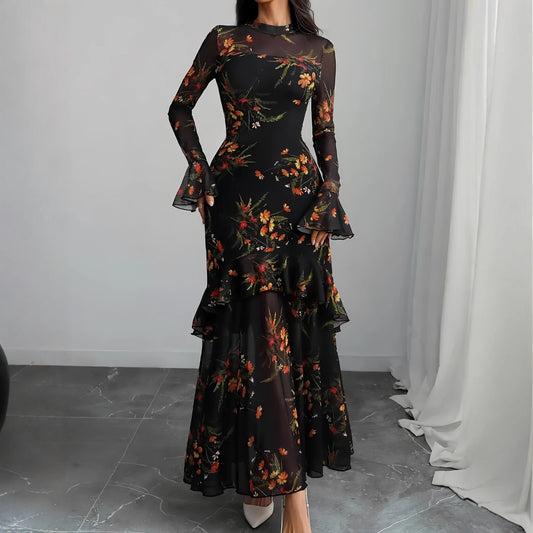 Women's Floral Dress Set With Suspenders