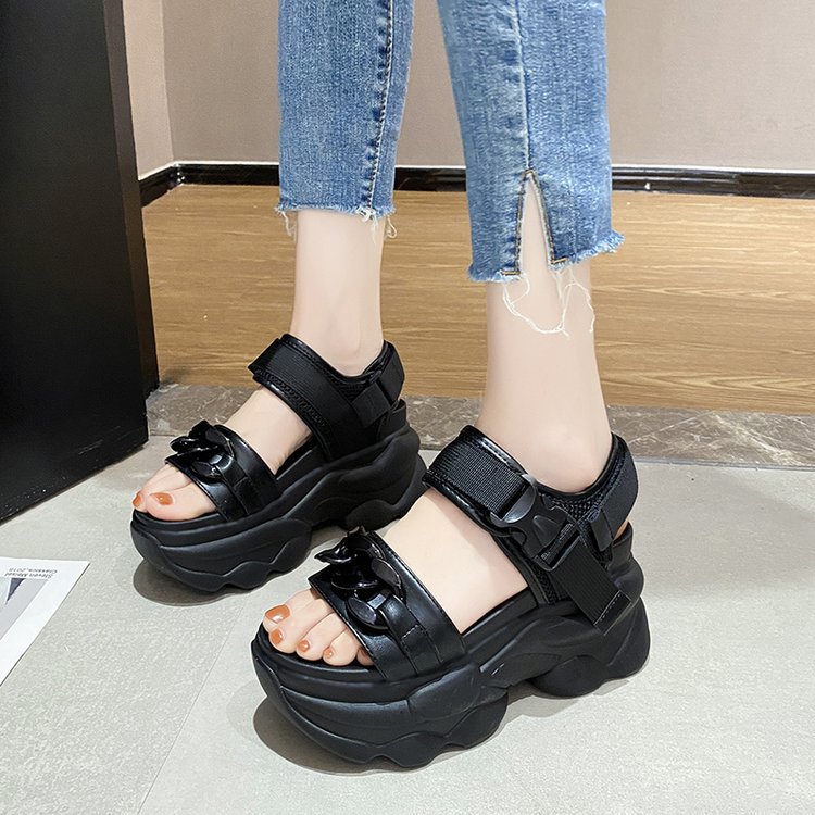 Korean Style Trendy Sponge Cake Sole 9cm Super High Heel Sandals Women