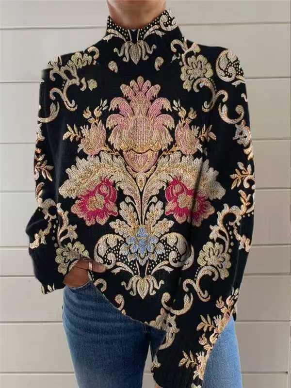 Women's Christmas Printed Turtleneck Sweater