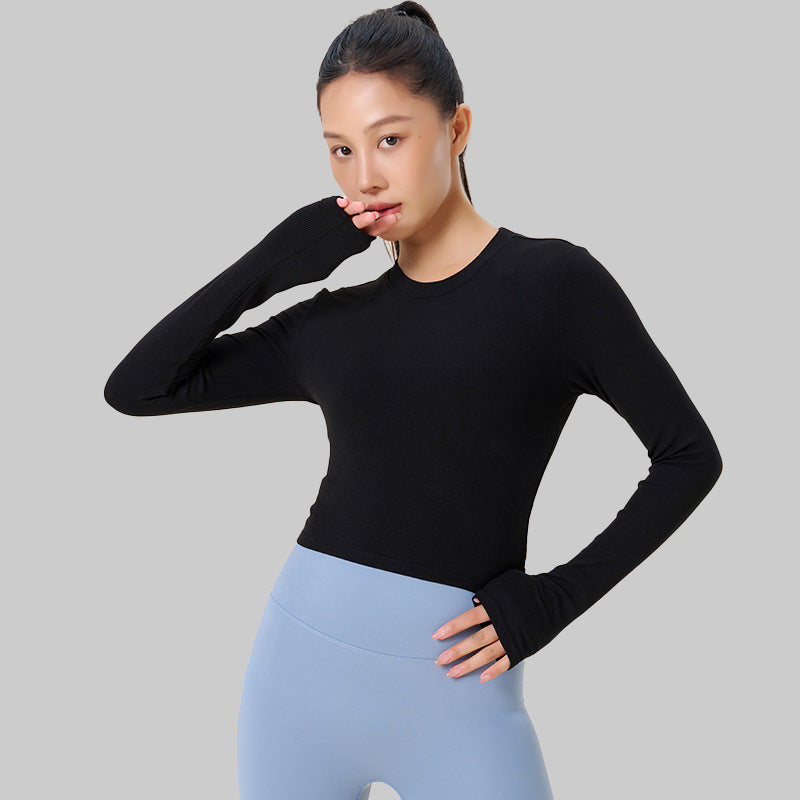 Strikket Kort Yogatoppe Dame Navleslankende Top