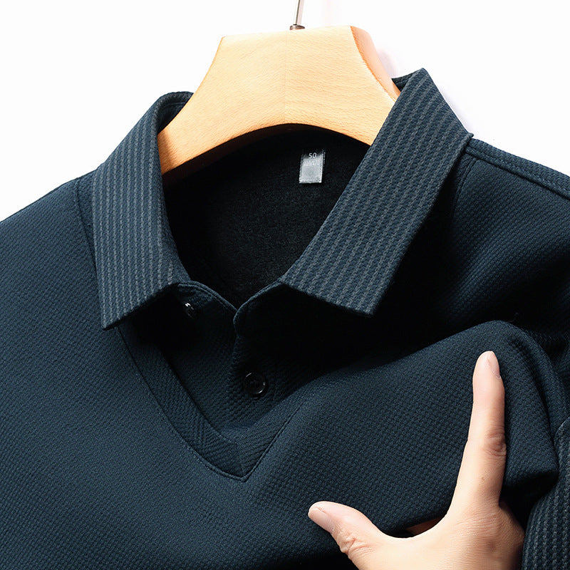 Business Casual Men's Clothing Fake Two-piece Striped Sleeve T-shirt
