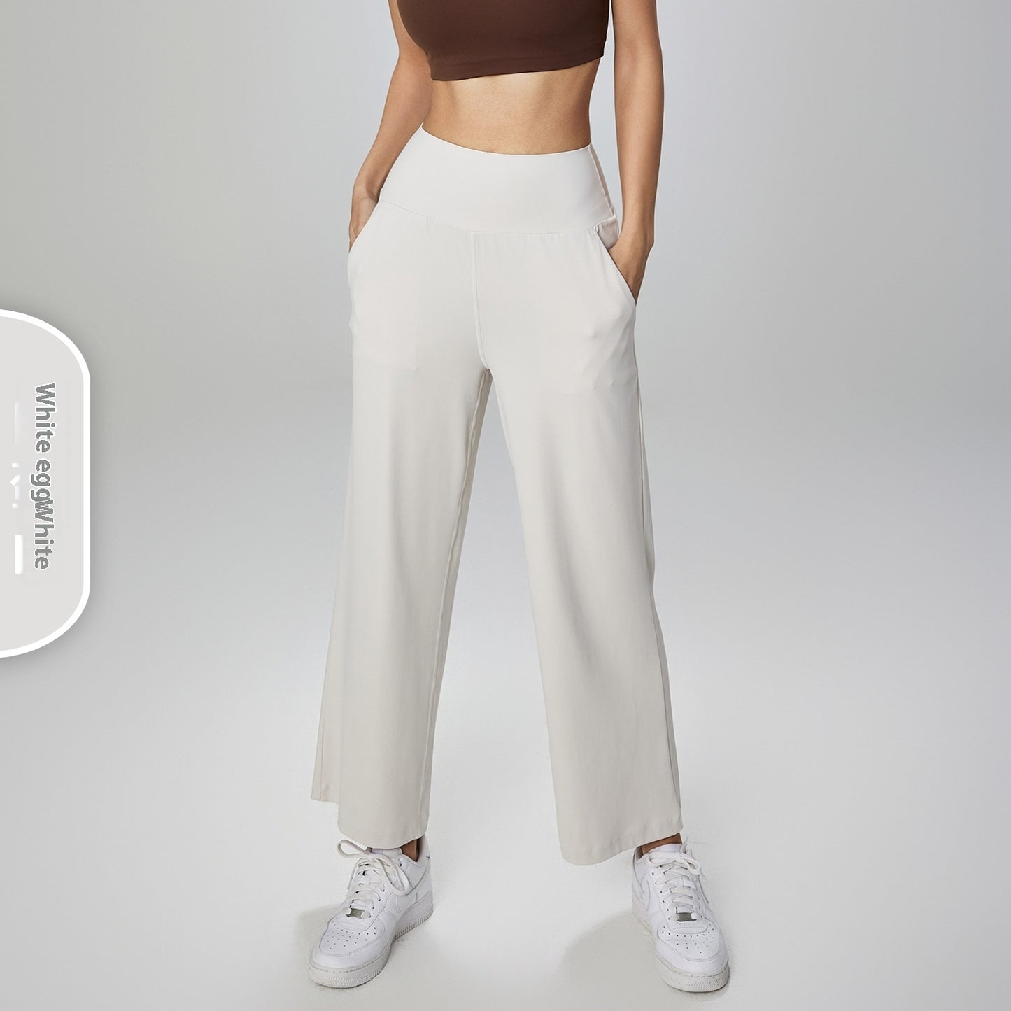 High Waist Hip Lift Yoga Wide-leg Pants Draping Slim Straight Breathable Sweat Absorbing Casual Sports Pants