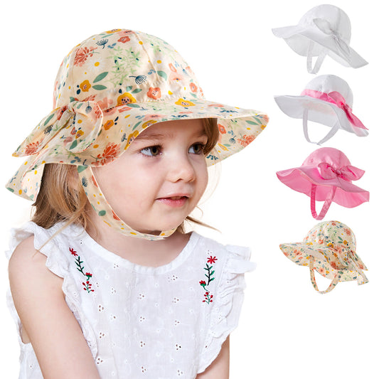 Solid Color Bow Breathable Male And Female Baby Sun Hat