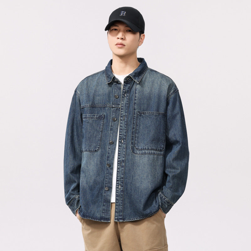 American Casual Retro Long Sleeve Denim Shirt