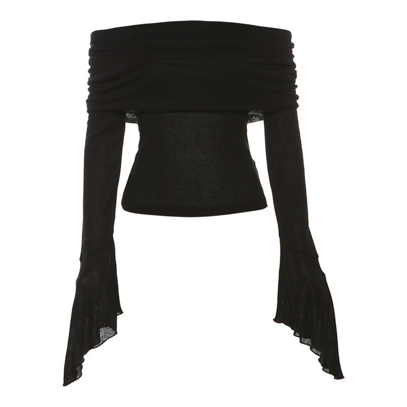 Solid-color Slim-fit Fashionable Long-sleeve Top