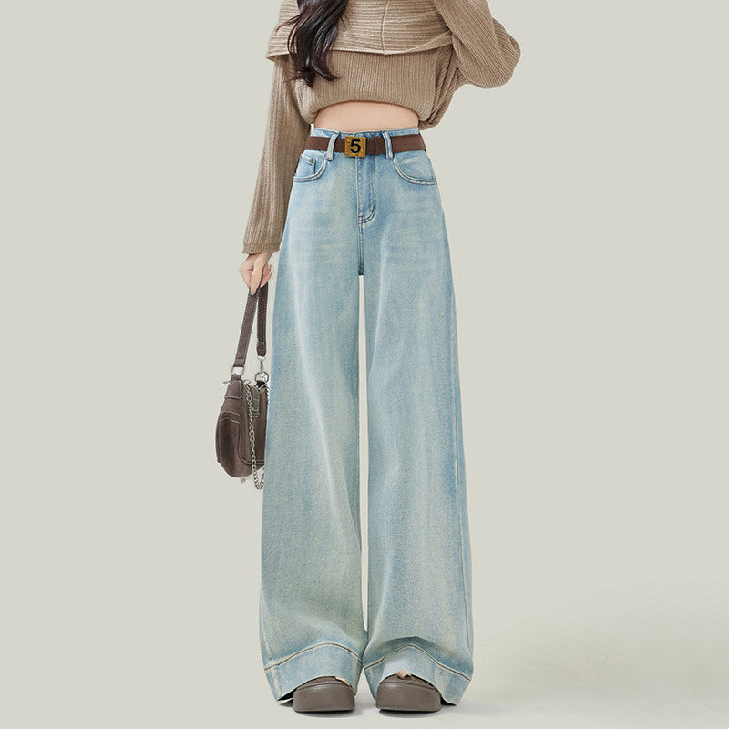Women's Loose Straight Light Color High Waist Jeans