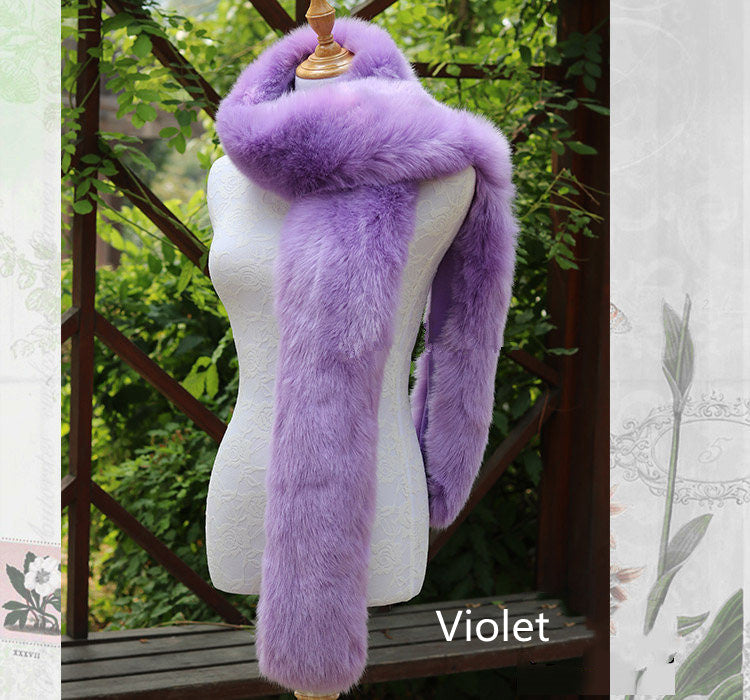 Faux Fox Fur Scarf And Fur Long Women Winter