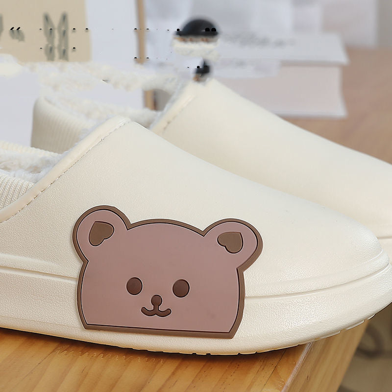 Household Cartoon Couple Bag With Fleece Warm Cotton Slippers