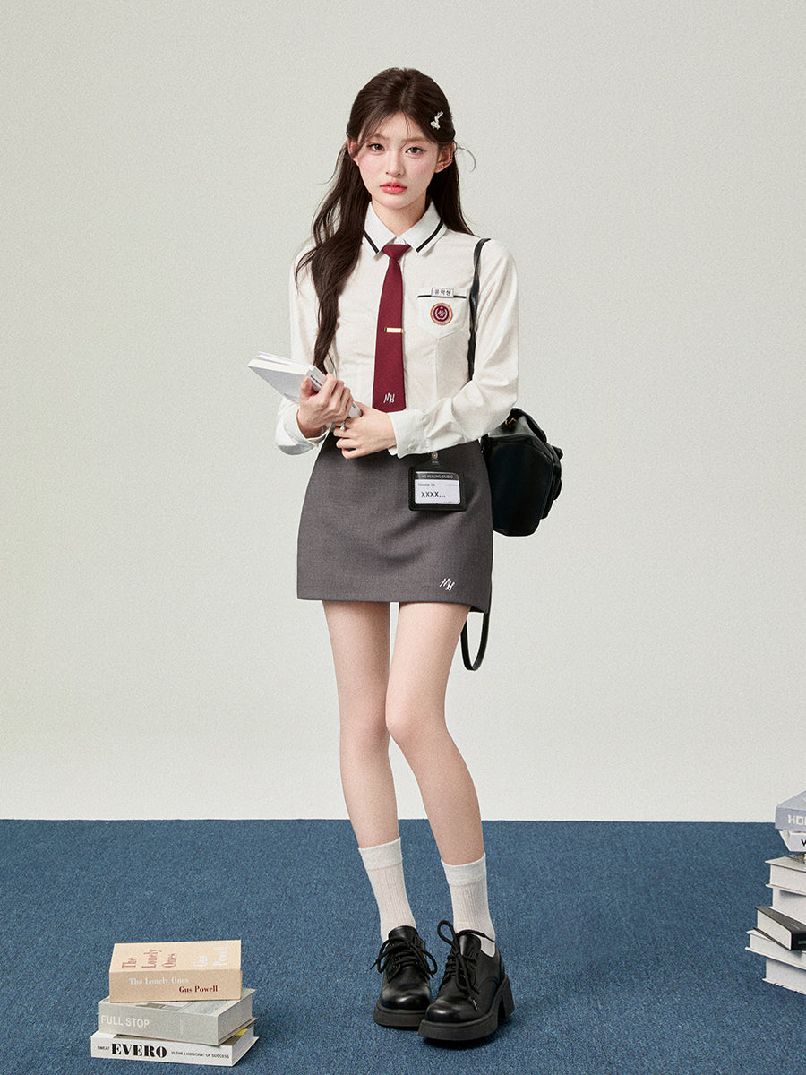 Waist-controlled Long Sleeves White Shirt Top Women